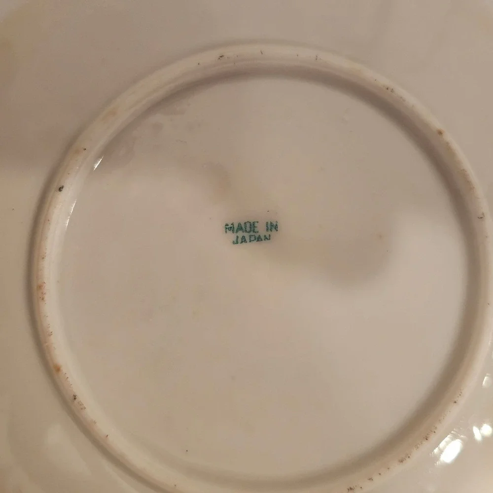 Vintage Japanese Lithophane Porcelain Tea Cup Saucer Set 4 Geisha Pagoda Gold